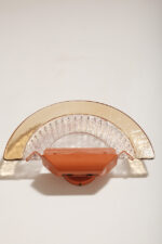 Duża dwupunktowa łososiowa lampa ścienna/kinkiet ze szklanym ręcznie formowanym fakturowym masywnym pomarańczowo-różowym kloszem, styl Art Deco, Włochy, lata 70. - obrazek 49