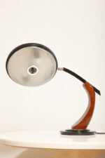 Metalowa dwupunktową lampa biurkowa "President" z ramieniem z litego palisandrowego drewna i czarnym kloszem, projekt Luis Pérez de la Oliva dla Fase, Hiszpania, lata 70. - obrazek 49