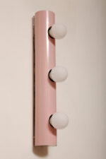Smukła trzypunktowa aluminiowa cylindryczna różowa lampa ścienna/kinkiet o pionowej, lub poziomej orientacji, Targetti, Włochy, lata 80. - obrazek 8