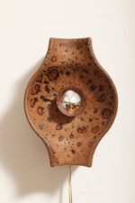 Brązowa cętkowana jednopunktowa nieduża ceramiczna lampa ścienna / kinkiet w stylu projektu Cari Zalloni dla Leola, Space Age, Niemcy, lata 70. - obrazek 5