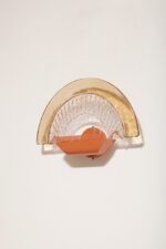 Duża dwupunktowa łososiowa lampa ścienna/kinkiet ze szklanym ręcznie formowanym fakturowym masywnym pomarańczowo-różowym kloszem, styl Art Deco, Włochy, lata 70. - obrazek 53