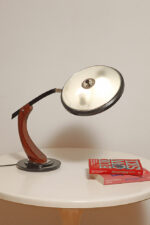 Metalowa dwupunktową lampa biurkowa "President" z ramieniem z litego palisandrowego drewna i czarnym kloszem, projekt Luis Pérez de la Oliva dla Fase, Hiszpania, lata 70. - obrazek 53