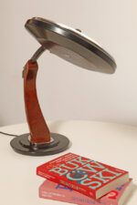 Metalowa dwupunktową lampa biurkowa "President" z ramieniem z litego palisandrowego drewna i czarnym kloszem, projekt Luis Pérez de la Oliva dla Fase, Hiszpania, lata 70. - obrazek 54