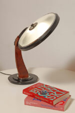 Metalowa dwupunktową lampa biurkowa "President" z ramieniem z litego palisandrowego drewna i czarnym kloszem, projekt Luis Pérez de la Oliva dla Fase, Hiszpania, lata 70. - obrazek 56