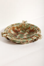 Duża zielono-brązowa fajansowa okrągła popielnica, Polskie Zjednoczone Fabryki Fajansu „Włocławek” we Włocławku, Polska, lata 1945-1955 - obrazek 6