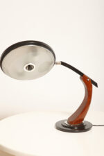 Metalowa dwupunktową lampa biurkowa "President" z ramieniem z litego palisandrowego drewna i czarnym kloszem, projekt Luis Pérez de la Oliva dla Fase, Hiszpania, lata 70. - obrazek 61