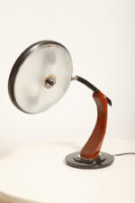 Metalowa dwupunktową lampa biurkowa "President" z ramieniem z litego palisandrowego drewna i czarnym kloszem, projekt Luis Pérez de la Oliva dla Fase, Hiszpania, lata 70. - obrazek 7