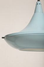 Jednopunktowa ażurowa niebieska metalowa lampa sufitowa "UFO" w stylu Space Age, Polam Wieliczka, Polska, lata 70-90. - obrazek 7