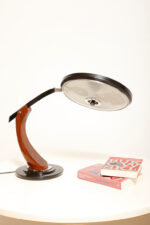 Metalowa dwupunktową lampa biurkowa "President" z ramieniem z litego palisandrowego drewna i czarnym kloszem, projekt Luis Pérez de la Oliva dla Fase, Hiszpania, lata 70. - obrazek 8
