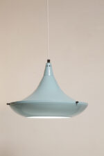 Jednopunktowa ażurowa niebieska metalowa lampa sufitowa "UFO" w stylu Space Age, Polam Wieliczka, Polska, lata 70-90. - obrazek 8