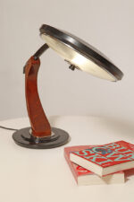 Metalowa dwupunktową lampa biurkowa "President" z ramieniem z litego palisandrowego drewna i czarnym kloszem, projekt Luis Pérez de la Oliva dla Fase, Hiszpania, lata 70. - obrazek 9