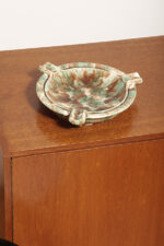 Duża zielono-brązowa fajansowa okrągła popielnica, Polskie Zjednoczone Fabryki Fajansu „Włocławek” we Włocławku, Polska, lata 1945-1955 - obrazek 9