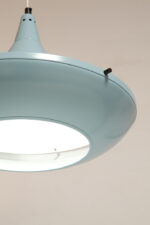 Jednopunktowa ażurowa niebieska metalowa lampa sufitowa "UFO" w stylu Space Age, Polam Wieliczka, Polska, lata 70-90. - obrazek 9