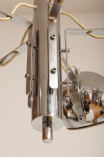 Rozłożysta cała metalowa długa pięciopunktowa chromowana lampa sufitowa z regulowaną długością zwisu, Space Age, Włochy, lata 60/70. - obrazek 9