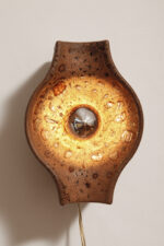 Brązowa cętkowana jednopunktowa nieduża ceramiczna lampa ścienna / kinkiet w stylu projektu Cari Zalloni dla Leola, Space Age, Niemcy, lata 70. - obrazek 10