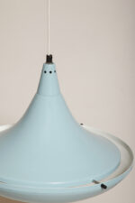 Jednopunktowa ażurowa niebieska metalowa lampa sufitowa "UFO" w stylu Space Age, Polam Wieliczka, Polska, lata 70-90. - obrazek 10