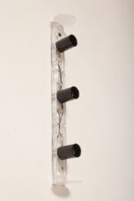 Smukła trzypunktowa aluminiowa cylindryczna niebieska lampa ścienna/kinkiet o pionowej, lub poziomej orientacji, Targetti, Włochy, lata 80. - obrazek 54