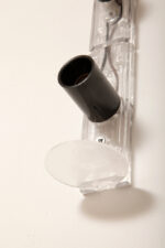 Smukła trzypunktowa aluminiowa cylindryczna niebieska lampa ścienna/kinkiet o pionowej, lub poziomej orientacji, Targetti, Włochy, lata 80. - obrazek 59