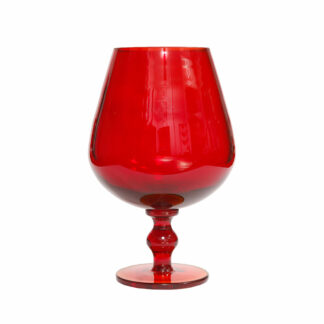 Szklany czerwony kielich/wazon, projekt Zbigniew Horbowy, Huta Szkła Gospodarczego "Sudety" w Szczytnej Śląskiej, Polska, lata 70.