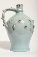 Ceramiczny pękaty dzbanek/amfora/bukłak (21,5 cm) w morskim/jasnoniebieskim kolorze z uchem i wypustkami, Niemcy, lata 60. - obrazek 11