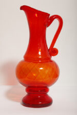 Duży szklany czerwony dzbanek "Verona", projekt Ludwik Fiedorowicz, Huta Szkła Gospodarczego "Ząbkowice" w Dąbrowie Górniczej, Polska, wzór z 1982 roku - obrazek 2