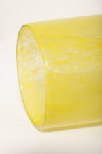 Duży cytrynowy szklany wazon/kielich z przeźroczystymi "guzikami", projekt Czesław Hajnysz, Spółdzielnia Pracy Przemysłu Ludowego i Artystycznego Kamionka w Łysej Górze, Polska, lata 70. - obrazek 28