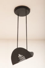 Czarna matowa stalowa jednopunktowa lampa sufitowa z siedmioma półprzeźroczystym ręcznie formowanymi miodowymi plastrami ze szkła Murano, AV Mazzega, Włochy, lata 80. - obrazek 60