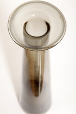 Cylindryczny ręcznie formowany smukły i wysoki (40 cm) wazon z dymionego szkła w szarym kolorze z wlewem w kształcie ronda kapelusza, IKEA, Szwecja, lata 90 - obrazek 6