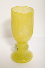 Duży cytrynowy szklany wazon/kielich z przeźroczystymi "guzikami", projekt Czesław Hajnysz, Spółdzielnia Pracy Przemysłu Ludowego i Artystycznego Kamionka w Łysej Górze, Polska, lata 70. - obrazek 10
