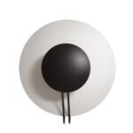 Bardzo duża okrągła metalowa jednopunktowa szaro-czarna lampa ścienna/kinkiet, Model Vega 3365/50, projekt Luciano Cesaro i Fabio Amico dla firmy Tre Ci Luce, Włochy, wzór z 1985 roku