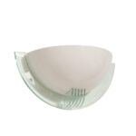 Jednopunktowa metalowa biała lampa ścienna/kinkiet w stylu Memphis z jasnozielonym przeźroczystym otokiem z tworzywa, Niemcy, 2000 rok