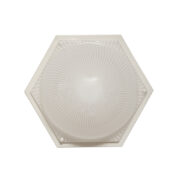 Duża sześcioboczna jednopunktowa mlecznobiała ażurowa lampa ścienna/kinkiet z kloszem z tworzywa (akryl) w kształcie kopuły, Włochy, lata 80.