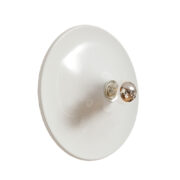 Jednopunktowa okrągła lakierowana na biało w połysku aluminiowa lampa ścienna/kinkiet, Space Age, firma Biffi, Włochy