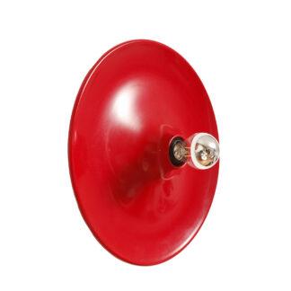 Duża jednopunktowa okrągła lakierowana na czerwono w połysku aluminiowa lampa ścienna/kinkiet, Space Age, Włochy, lata 70