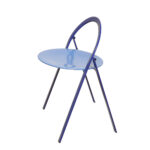 Składane metalowe krzesło "Clio" okrągłym niebieskim siedziskiem i granatowym oparciem i nogami, projekt Giorgio Cattelan dla firmy Cidue, Włochy, lata 70.