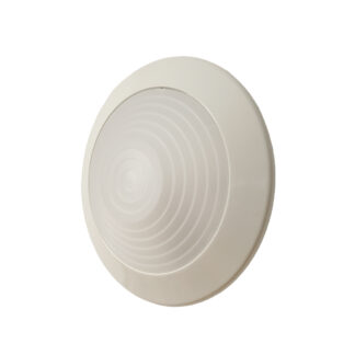 Duża stożkowata jednopunktowa lampa ścienna/kinkiet "Onda" / "Fala" z białą okrągłą metalową oprawą i akrylowym mlecznobiałym półprzepuszczalnym dyfuzorem w promieniście rozchodzącymi się liniami w środku, projekt Ezio Didone dla firmy Arteluce, Włochy, lata 80.