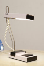 Jasno różowa z czarnymi elementami jednopunktowa metalowa modułowa lampa biurkowa z regulowaną wysokością ruchomego klosza, Typ DZ9/11, projekt Jozef Mára dla Kovos Teplice/Tesla, Czechosłowacja, lata 70. - obrazek 12