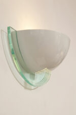 Jednopunktowa metalowa biała lampa ścienna/kinkiet w stylu Memphis z jasnozielonym przeźroczystym otokiem z tworzywa, Niemcy, 2000 rok - obrazek 15