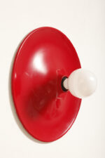 Duża jednopunktowa okrągła lakierowana na czerwono w połysku aluminiowa lampa ścienna/kinkiet, Space Age, Włochy, lata 70 - obrazek 23