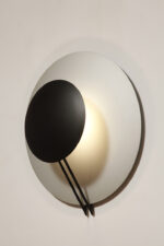 Bardzo duża okrągła metalowa jednopunktowa szaro-czarna lampa ścienna/kinkiet, Model Vega 3365/50, projekt Luciano Cesaro i Fabio Amico dla firmy Tre Ci Luce, Włochy, wzór z 1985 roku - obrazek 13