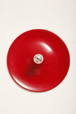 Duża jednopunktowa okrągła lakierowana na czerwono w połysku aluminiowa lampa ścienna/kinkiet, Space Age, Włochy, lata 70 - obrazek 25