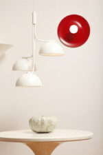 Duża jednopunktowa okrągła lakierowana na czerwono w połysku aluminiowa lampa ścienna/kinkiet, Space Age, Włochy, lata 70 - obrazek 28