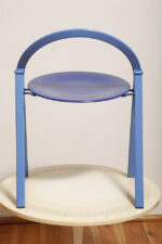 Składane metalowe krzesło "Clio" okrągłym granatowym siedziskiem i niebieskim oparciem i nogami, projekt Giorgio Cattelan dla firmy Cidue, Włochy, lata 70. - obrazek 32