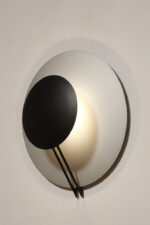 Bardzo duża okrągła metalowa jednopunktowa szaro-czarna lampa ścienna/kinkiet, Model Vega 3365/50, projekt Luciano Cesaro i Fabio Amico dla firmy Tre Ci Luce, Włochy, wzór z 1985 roku - obrazek 18