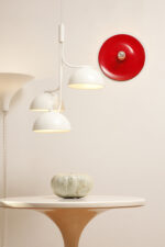 Duża jednopunktowa okrągła lakierowana na czerwono w połysku aluminiowa lampa ścienna/kinkiet, Space Age, Włochy, lata 70 - obrazek 30