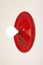 Duża jednopunktowa okrągła lakierowana na czerwono w połysku aluminiowa lampa ścienna/kinkiet, Space Age, Włochy, lata 70 - obrazek 31