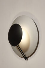 Bardzo duża okrągła metalowa jednopunktowa szaro-czarna lampa ścienna/kinkiet, Model Vega 3365/50, projekt Luciano Cesaro i Fabio Amico dla firmy Tre Ci Luce, Włochy, wzór z 1985 roku - obrazek 21