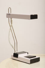 Jasno różowa z czarnymi elementami jednopunktowa metalowa modułowa lampa biurkowa z regulowaną wysokością ruchomego klosza, Typ DZ9/11, projekt Jozef Mára dla Kovos Teplice/Tesla, Czechosłowacja, lata 70. - obrazek 17