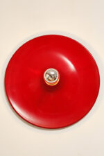 Duża jednopunktowa okrągła lakierowana na czerwono w połysku aluminiowa lampa ścienna/kinkiet, Space Age, Włochy, lata 70 - obrazek 33