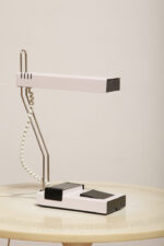 Jasno różowa z czarnymi elementami jednopunktowa metalowa modułowa lampa biurkowa z regulowaną wysokością ruchomego klosza, Typ DZ9/11, projekt Jozef Mára dla Kovos Teplice/Tesla, Czechosłowacja, lata 70. - obrazek 19